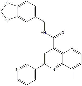 N-(1,3-benzodioxol-5-ylmethyl)-8-methyl-2-pyridin-3-ylquinoline-4-carboxamide Structure