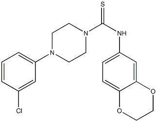 4-(3-chlorophenyl)-N-(2,3-dihydro-1,4-benzodioxin-6-yl)piperazine-1-carbothioamide Structure