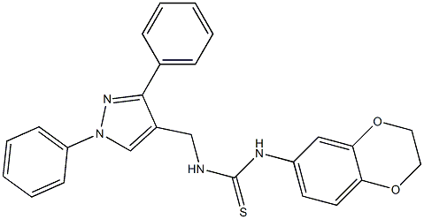 1-(2,3-dihydro-1,4-benzodioxin-6-yl)-3-[(1,3-diphenylpyrazol-4-yl)methyl]thiourea Structure