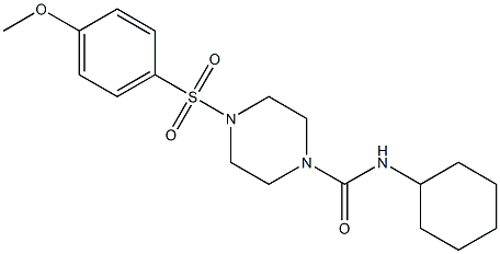 N-cyclohexyl-4-(4-methoxyphenyl)sulfonylpiperazine-1-carboxamide 구조식 이미지