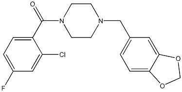 [4-(1,3-benzodioxol-5-ylmethyl)piperazin-1-yl]-(2-chloro-4-fluorophenyl)methanone 구조식 이미지