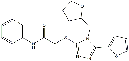 2-[[4-(oxolan-2-ylmethyl)-5-thiophen-2-yl-1,2,4-triazol-3-yl]sulfanyl]-N-phenylacetamide Structure