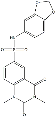 N-(1,3-benzodioxol-5-yl)-1,3-dimethyl-2,4-dioxoquinazoline-6-sulfonamide 구조식 이미지