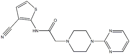 N-(3-cyanothiophen-2-yl)-2-(4-pyrimidin-2-ylpiperazin-1-yl)acetamide 구조식 이미지