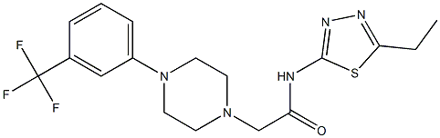 N-(5-ethyl-1,3,4-thiadiazol-2-yl)-2-[4-[3-(trifluoromethyl)phenyl]piperazin-1-yl]acetamide 구조식 이미지