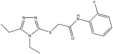 2-[(4,5-diethyl-1,2,4-triazol-3-yl)sulfanyl]-N-(2-fluorophenyl)acetamide 구조식 이미지