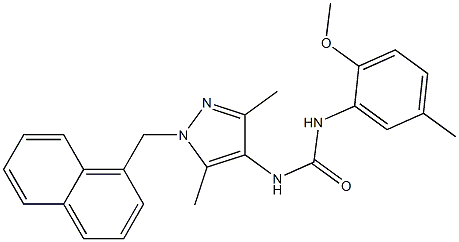 1-[3,5-dimethyl-1-(naphthalen-1-ylmethyl)pyrazol-4-yl]-3-(2-methoxy-5-methylphenyl)urea 구조식 이미지