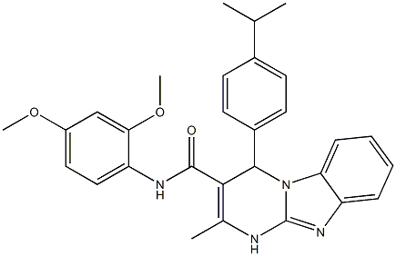 N-(2,4-dimethoxyphenyl)-2-methyl-4-(4-propan-2-ylphenyl)-1,4-dihydropyrimido[1,2-a]benzimidazole-3-carboxamide 구조식 이미지