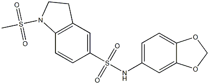 N-(1,3-benzodioxol-5-yl)-1-methylsulfonyl-2,3-dihydroindole-5-sulfonamide 구조식 이미지