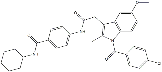 4-[[2-[1-(4-chlorobenzoyl)-5-methoxy-2-methylindol-3-yl]acetyl]amino]-N-cyclohexylbenzamide 구조식 이미지