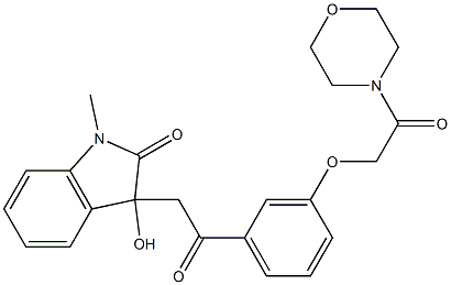 3-hydroxy-1-methyl-3-[2-[3-(2-morpholin-4-yl-2-oxoethoxy)phenyl]-2-oxoethyl]indol-2-one Structure
