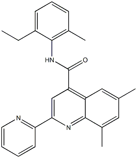 N-(2-ethyl-6-methylphenyl)-6,8-dimethyl-2-pyridin-2-ylquinoline-4-carboxamide 구조식 이미지