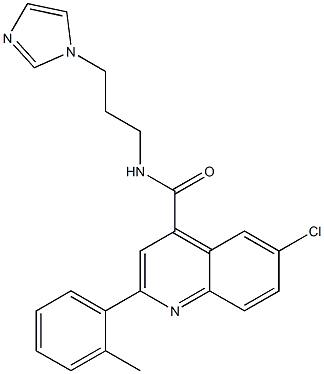 6-chloro-N-(3-imidazol-1-ylpropyl)-2-(2-methylphenyl)quinoline-4-carboxamide 구조식 이미지