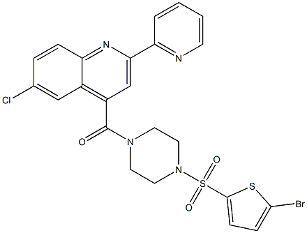 [4-(5-bromothiophen-2-yl)sulfonylpiperazin-1-yl]-(6-chloro-2-pyridin-2-ylquinolin-4-yl)methanone 구조식 이미지