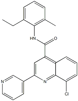 8-chloro-N-(2-ethyl-6-methylphenyl)-2-pyridin-3-ylquinoline-4-carboxamide 구조식 이미지