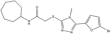 2-[[5-(5-bromofuran-2-yl)-4-methyl-1,2,4-triazol-3-yl]sulfanyl]-N-cycloheptylacetamide Structure