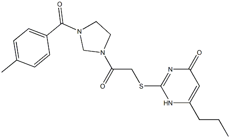 2-[2-[3-(4-methylbenzoyl)imidazolidin-1-yl]-2-oxoethyl]sulfanyl-6-propyl-1H-pyrimidin-4-one Structure