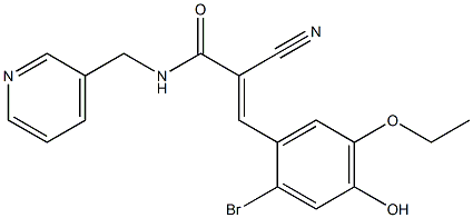 (E)-3-(2-bromo-5-ethoxy-4-hydroxyphenyl)-2-cyano-N-(pyridin-3-ylmethyl)prop-2-enamide 구조식 이미지