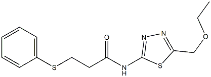 N-[5-(ethoxymethyl)-1,3,4-thiadiazol-2-yl]-3-phenylsulfanylpropanamide 구조식 이미지