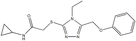 N-cyclopropyl-2-[[4-ethyl-5-(phenoxymethyl)-1,2,4-triazol-3-yl]sulfanyl]acetamide 구조식 이미지