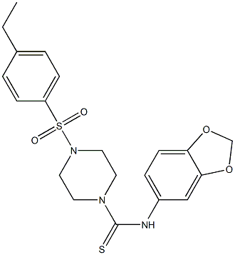 N-(1,3-benzodioxol-5-yl)-4-(4-ethylphenyl)sulfonylpiperazine-1-carbothioamide 구조식 이미지