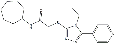 N-cycloheptyl-2-[(4-ethyl-5-pyridin-4-yl-1,2,4-triazol-3-yl)sulfanyl]acetamide Structure