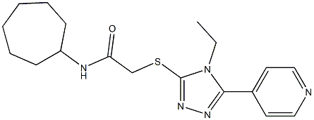 N-cycloheptyl-2-[(4-ethyl-5-pyridin-4-yl-1,2,4-triazol-3-yl)sulfanyl]acetamide 구조식 이미지