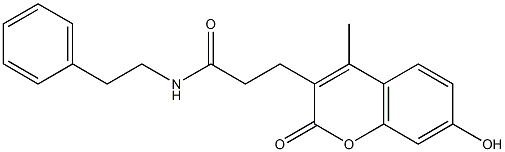 3-(7-hydroxy-4-methyl-2-oxochromen-3-yl)-N-(2-phenylethyl)propanamide 구조식 이미지