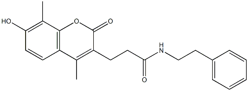 3-(7-hydroxy-4,8-dimethyl-2-oxochromen-3-yl)-N-(2-phenylethyl)propanamide 구조식 이미지