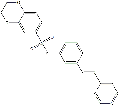 N-[3-[(E)-2-pyridin-4-ylethenyl]phenyl]-2,3-dihydro-1,4-benzodioxine-6-sulfonamide 구조식 이미지