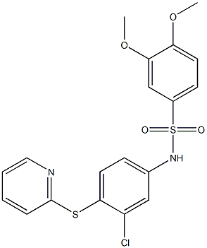 N-(3-chloro-4-pyridin-2-ylsulfanylphenyl)-3,4-dimethoxybenzenesulfonamide 구조식 이미지
