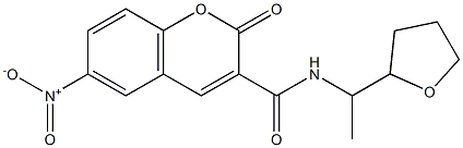 6-nitro-2-oxo-N-[1-(oxolan-2-yl)ethyl]chromene-3-carboxamide 구조식 이미지