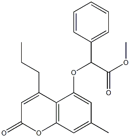 methyl 2-(7-methyl-2-oxo-4-propylchromen-5-yl)oxy-2-phenylacetate 구조식 이미지