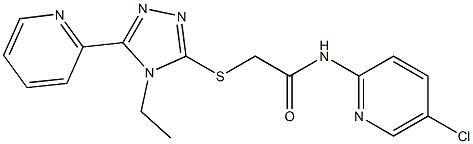 N-(5-chloropyridin-2-yl)-2-[(4-ethyl-5-pyridin-2-yl-1,2,4-triazol-3-yl)sulfanyl]acetamide 구조식 이미지