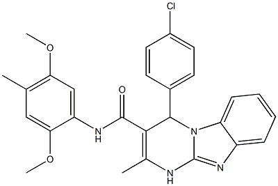 4-(4-chlorophenyl)-N-(2,5-dimethoxy-4-methylphenyl)-2-methyl-1,4-dihydropyrimido[1,2-a]benzimidazole-3-carboxamide 구조식 이미지