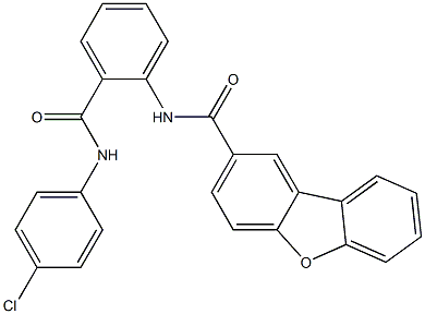 N-[2-[(4-chlorophenyl)carbamoyl]phenyl]dibenzofuran-2-carboxamide 구조식 이미지