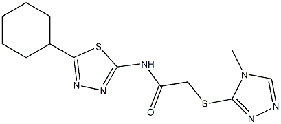 N-(5-cyclohexyl-1,3,4-thiadiazol-2-yl)-2-[(4-methyl-1,2,4-triazol-3-yl)sulfanyl]acetamide 구조식 이미지