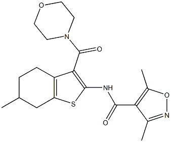 3,5-dimethyl-N-[6-methyl-3-(morpholine-4-carbonyl)-4,5,6,7-tetrahydro-1-benzothiophen-2-yl]-1,2-oxazole-4-carboxamide Structure