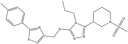 2-(4-methylphenyl)-4-[[5-(1-methylsulfonylpiperidin-3-yl)-4-propyl-1,2,4-triazol-3-yl]sulfanylmethyl]-1,3-thiazole 구조식 이미지