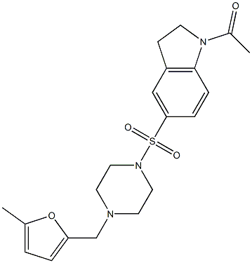 1-[5-[4-[(5-methylfuran-2-yl)methyl]piperazin-1-yl]sulfonyl-2,3-dihydroindol-1-yl]ethanone 구조식 이미지