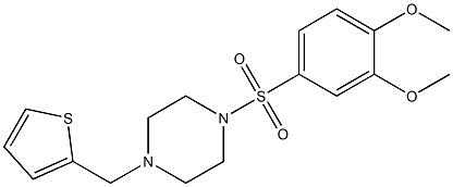 1-(3,4-dimethoxyphenyl)sulfonyl-4-(thiophen-2-ylmethyl)piperazine 구조식 이미지