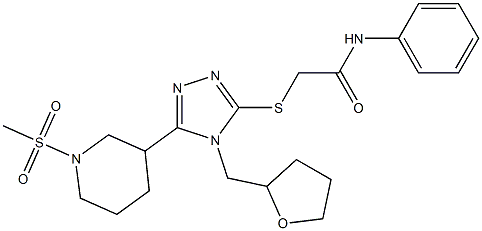 2-[[5-(1-methylsulfonylpiperidin-3-yl)-4-(oxolan-2-ylmethyl)-1,2,4-triazol-3-yl]sulfanyl]-N-phenylacetamide 구조식 이미지