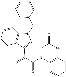 1-[1-[(2-fluorophenyl)methyl]indol-3-yl]-2-(3-oxo-2,4-dihydroquinoxalin-1-yl)ethane-1,2-dione Structure