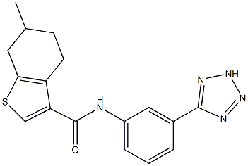 6-methyl-N-[3-(2H-tetrazol-5-yl)phenyl]-4,5,6,7-tetrahydro-1-benzothiophene-3-carboxamide 구조식 이미지