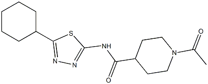 1-acetyl-N-(5-cyclohexyl-1,3,4-thiadiazol-2-yl)piperidine-4-carboxamide 구조식 이미지