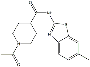 1-acetyl-N-(6-methyl-1,3-benzothiazol-2-yl)piperidine-4-carboxamide Structure