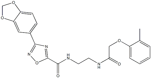 3-(1,3-benzodioxol-5-yl)-N-[2-[[2-(2-methylphenoxy)acetyl]amino]ethyl]-1,2,4-oxadiazole-5-carboxamide 구조식 이미지