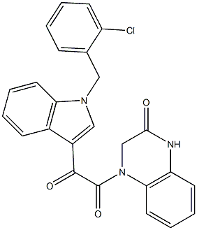 1-[1-[(2-chlorophenyl)methyl]indol-3-yl]-2-(3-oxo-2,4-dihydroquinoxalin-1-yl)ethane-1,2-dione 구조식 이미지