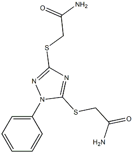2-[[5-(2-amino-2-oxoethyl)sulfanyl-1-phenyl-1,2,4-triazol-3-yl]sulfanyl]acetamide 구조식 이미지