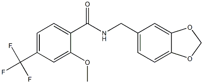 N-(1,3-benzodioxol-5-ylmethyl)-2-methoxy-4-(trifluoromethyl)benzamide 구조식 이미지